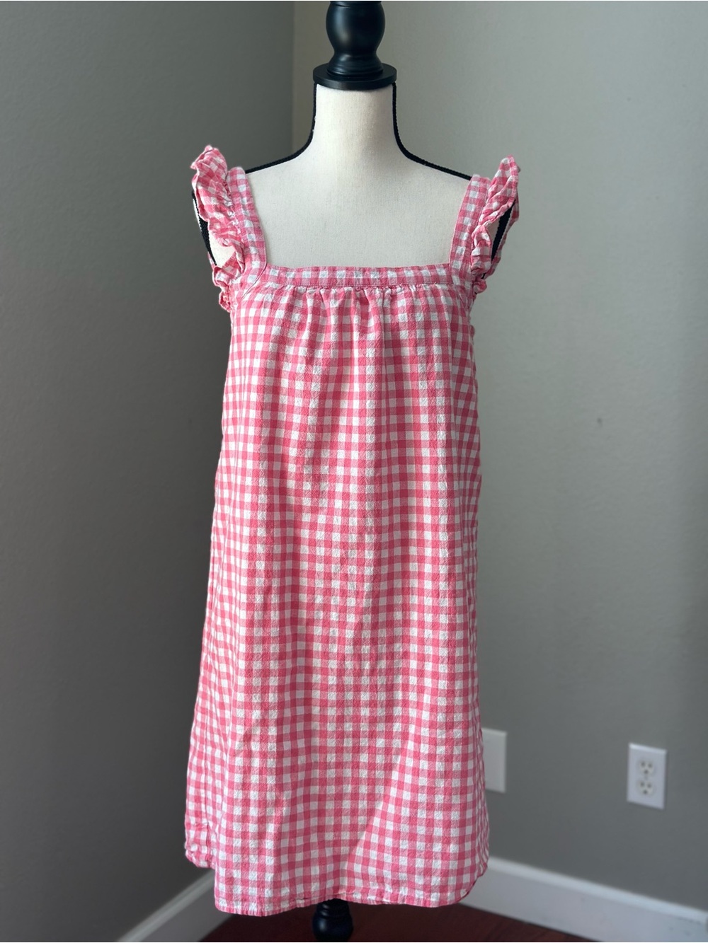 Vineyard Vines Pink Gingham Ruffle Strap Dress